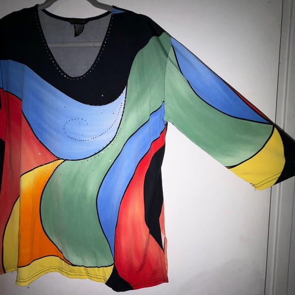 Valentina Multicolor Abstract Long Sleeve Top - Picture 2 of 4
